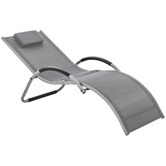 Lounger Chair Portable Armchair with Removable Pillow for Beach Yard Dark Grey