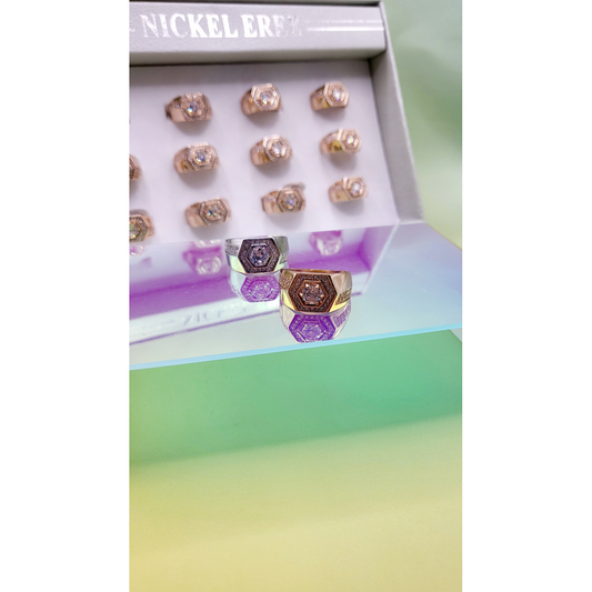 Men's Iced Out Crystal Box Set of 12 Rings