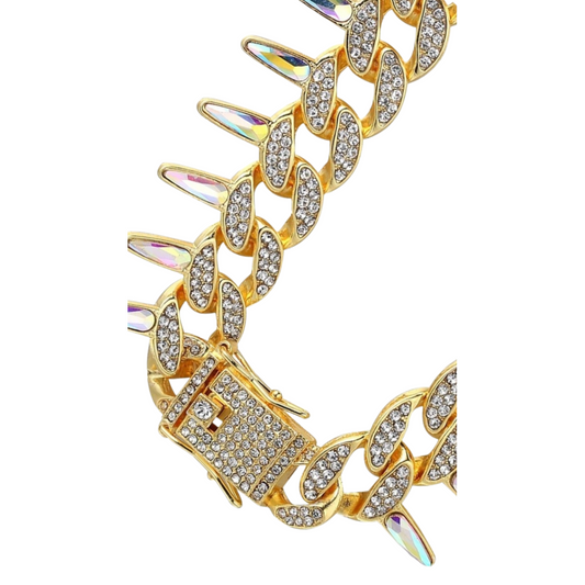 Iced Out Crystal Bling Spike Chain