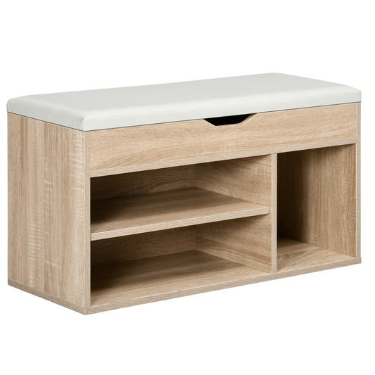 Sit-On Shoe Storage w/ Hidden Compartment Handles Sponge Top 80x30x43 cm Grey