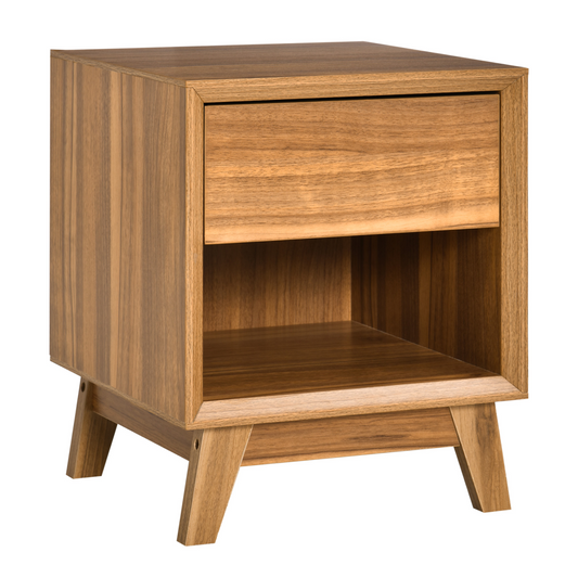 HOMCOM Bedside Table Storage Organizer Side Table Drawer and Shelf Bedroom