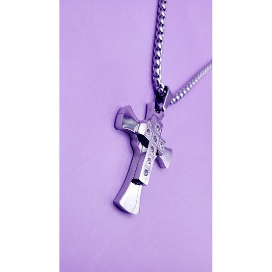 Layered Silver Cross Necklace