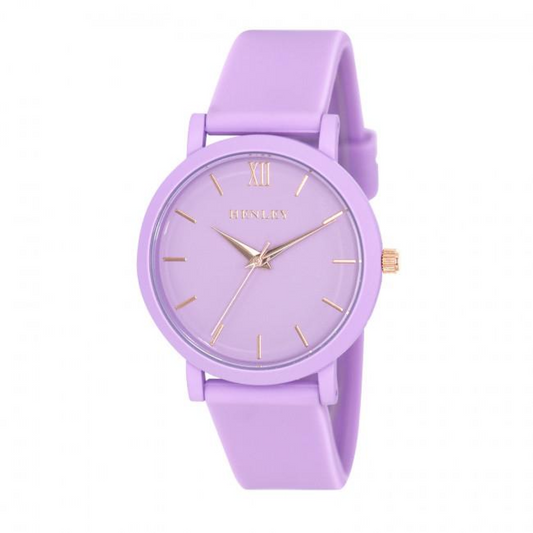 Henley Ladies Coloured Case Silicone Sports Watch Lilac H06178.7