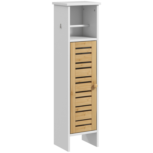 HOMCOM Bathroom Cabinet, Slim Bathroom Unit with Adjustable Shelf, White