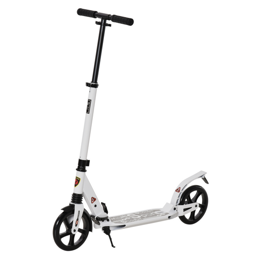 Kick Scooter Folding 2 Big Wheels Adjustable Adult Teens For 14 White HOMCOM