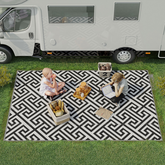 Outsunny 182x274cm Reversible Outdoor Rug Portable Plastic Straw RV Camping Mat