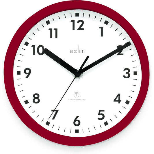 Acctim Nardo 20cm Radio Controlled Red Wall Clock 74664