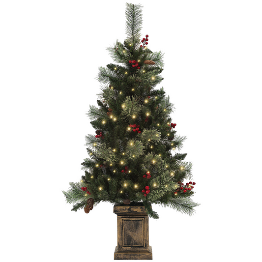 HOMCOM 1.2m Prelit Christmas Tree with 100 Warm White LED Lights and 8 Modes