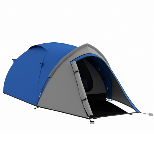 Outsunny Compact Camping Tent with Vestibule & Mesh Vents for Hiking Blue