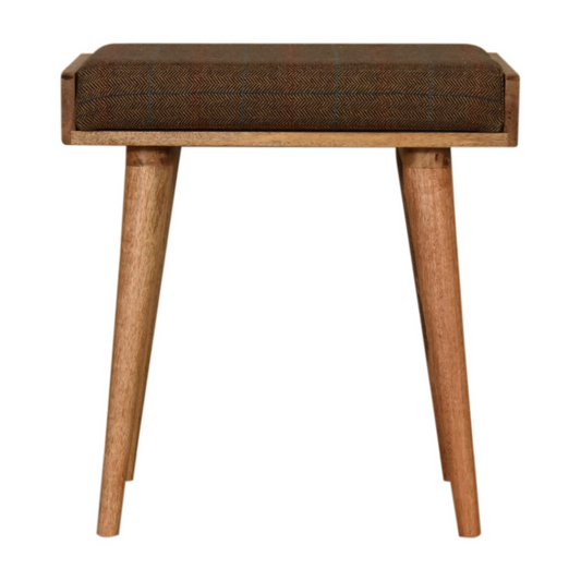 Artisan Furniture Solid Mango Wood Multi Tweed Tray Style Footstool