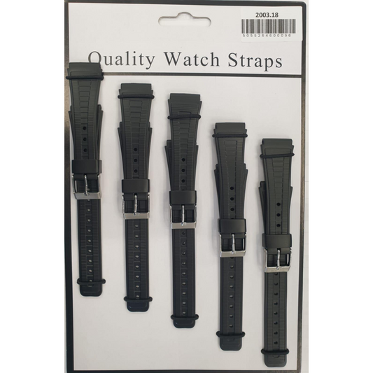2003 5PK BLACK PU WATCH STRAPS 22mm