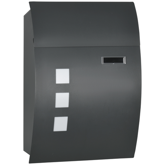 HOMCOM Weatherproof Wall Mounted Letter Box Post Box w/ Key Viewing Windows