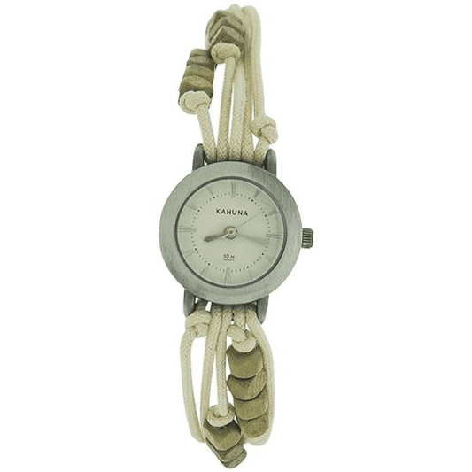 Kahuna Ladies White dial with Fabric Strap Friendship Watch AKLF-0005L - CLEARANCE NEEDS RE-BATTERY