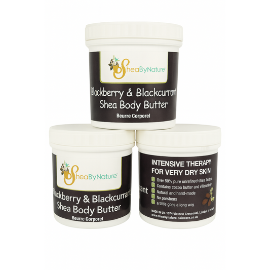 SheaByNature Blackberry & Black Currant Shea Body Butter – 250g. It smells so delicious.250g x 3 pots