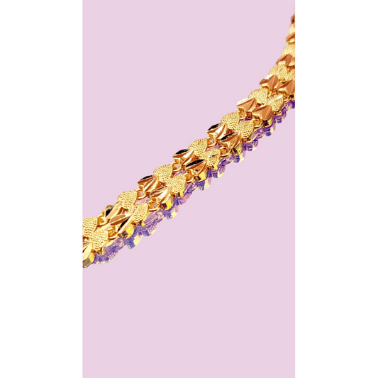 Hearts Shiny Gold Link Bracelet
