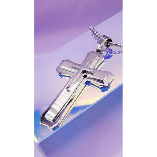 Bold Silver Cross Necklace