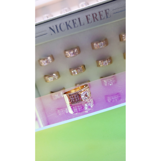 Men's Iced Out Crystal Box Set of 12 Rings
