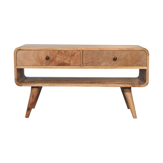 Artisan Furniture Solid Wood Reverse Curve Oak-ish Media Unit