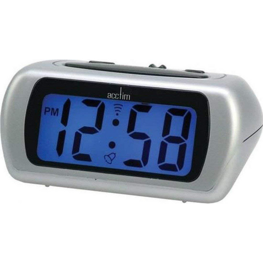 Acctim Auric Large Lcd Alarm Clock Silver 12340