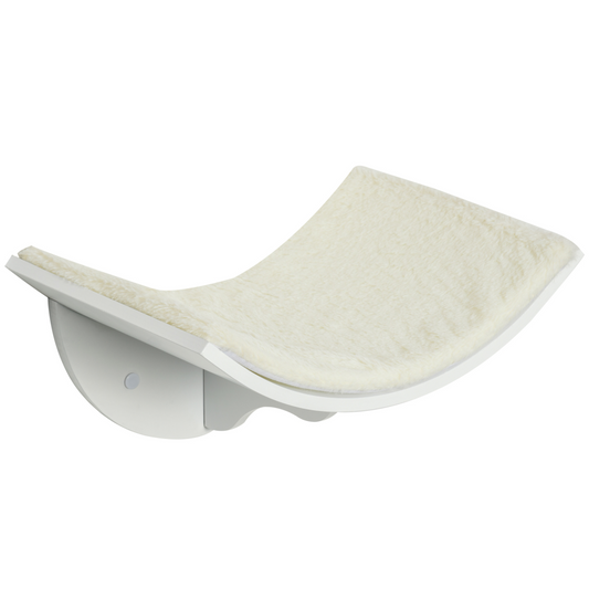 Wood Cat Shelf Shelter Kitten Bed Curved Climber Wall-Mounted Berber Fleece