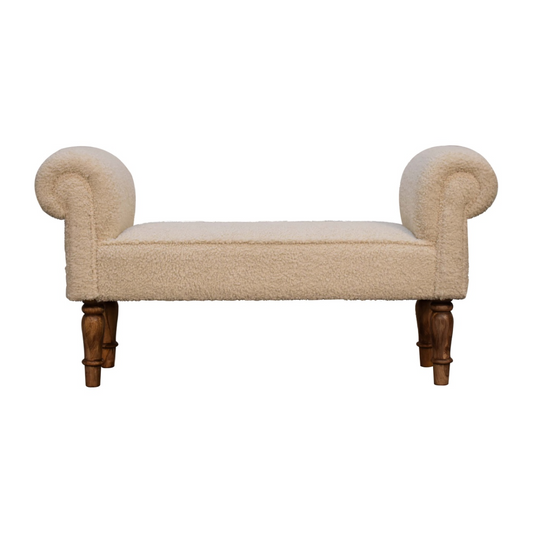 Artisan Furniture Solid Wood Boucle Cream Bench