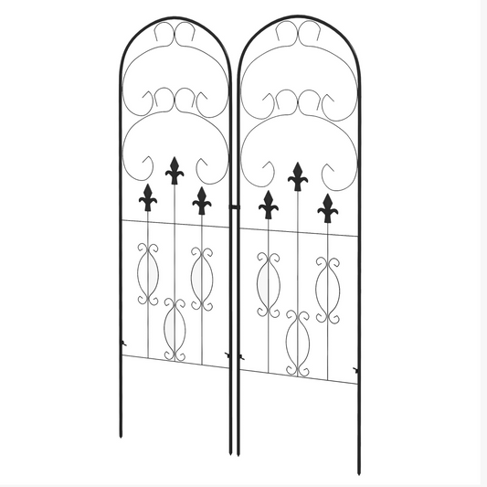 Outsunny Set of 2 Metal Trellis for Climbing Plants, Scrolls Design