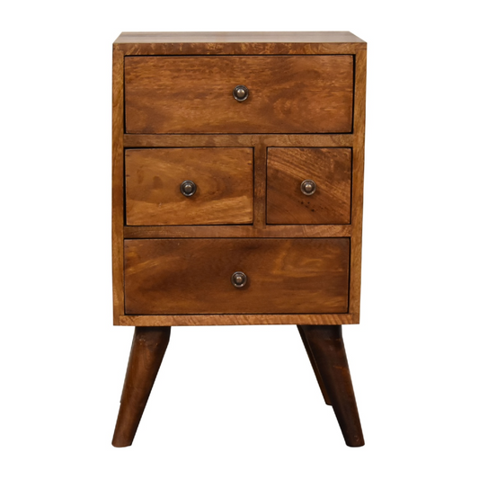 Artisan Furniture Solid Wood 4 Drawer Multi Chestnut Bedside