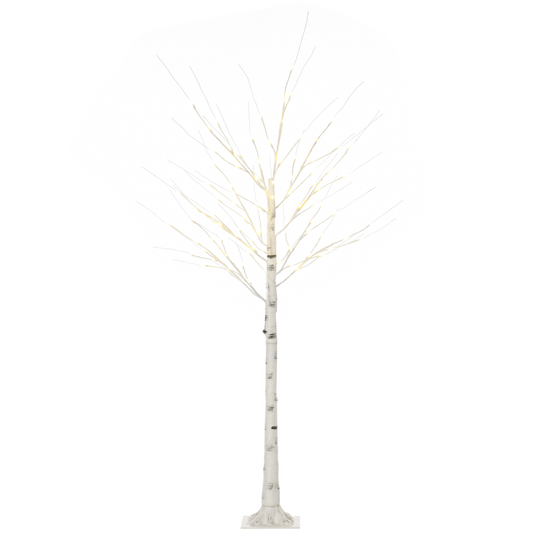 6ft Artificial White Birch Tree Light 96 Warm White Pre-Lit LED Light HOMCOM
