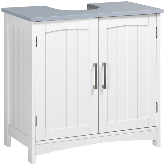 kleankin Pedestal Under Sink Cabinet, Bathroom Storage Vanity Unit, White