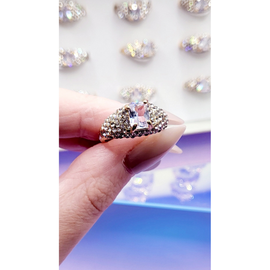 Iced Crystal Ring Silver Box set of 12