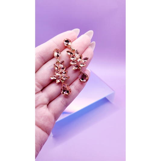 Pink Crystal Drop and Dangle Earrings