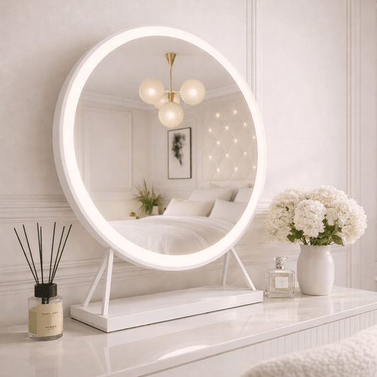 Marilyn Round Hollywood Mirror White 60x67cm | Luxury Home Accessories | Heulog Glow
