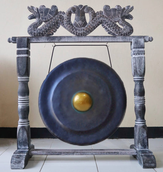Medium Gong in Stand - 50cm - Black | Luxury Home Accessories | Heulog Glow