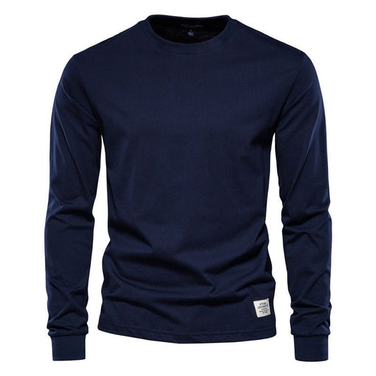 Men's Solid Color Round Neck Long-sleeved Top T-shirt | Luxury Home Accessories | Heulog Glow