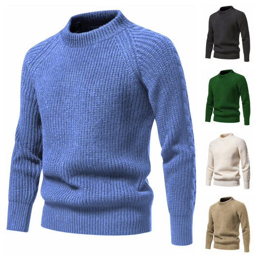 Men's Solid Color Round Neck Sweater | Luxury Home Accessories | Heulog Glow