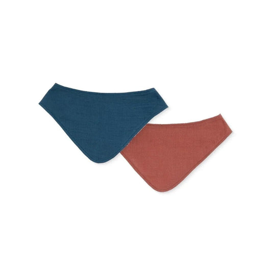 Messy Duck Bandana Baby Bib Pack of 2 - Terracotta & Deep Navy | Luxury Home Accessories | Heulog Glow