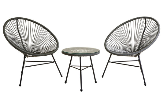 Miami Grey 3 Piece Rattan Patio Set | Luxury Home Accessories | Heulog Glow