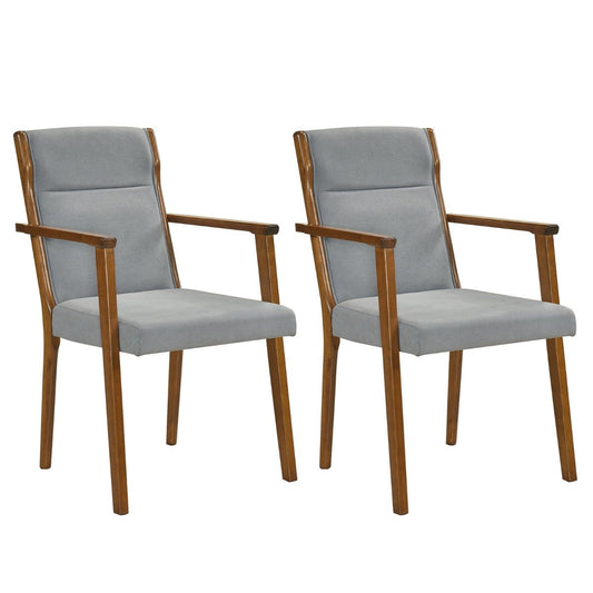 Mid-Century Modern Dining Chairs Set of 2 Upholstered Accent Chairs-Grey