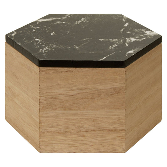 Mimo Black Marble Effect Hexagonal Trinket Box | Luxury Home Accessories | Heulog Glow