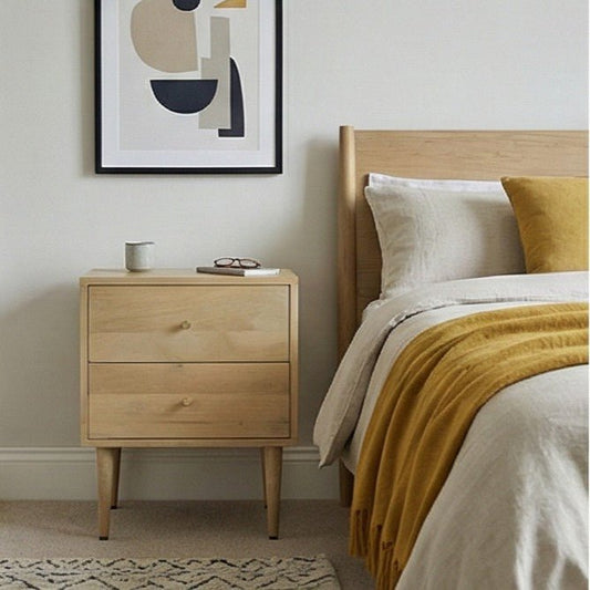 Minimalist Mango Wood Oslo Bedside Table | Luxury Home Accessories | Heulog Glow