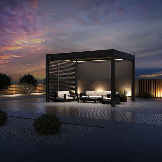 Modena Aluminium Pergola 4m x 3m Free Standing with LED Package | Luxury Home Accessories | Heulog Glow