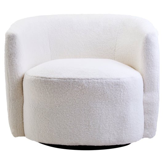 Montreal Ivory Boucle Effect Curved Lounge Chair With Swivel Base | Luxury Home Accessories | Heulog Glow