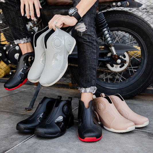 Motorcycle Rain Boots Men's Summer Youth Outdoor Non-slip Wading Shoes Fashion Low Top Flat Work Shoes Rubber Shoes | Luxury Home Accessories | Heulog Glow