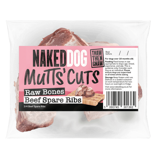 Naked Dog Mutts' Cuts Beef Spare Rib Bones (4 per pack) | Luxury Home Accessories | Heulog Glow