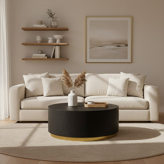 Naro Black And Gold Concrete Look Coffee Table | Luxury Home Accessories | Heulog Glow