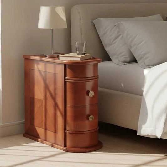 Narrow Storage End Table - Sofa Side & Bedside Table with 2 Easy-Glide Drawers | Luxury Home Accessories | Heulog Glow