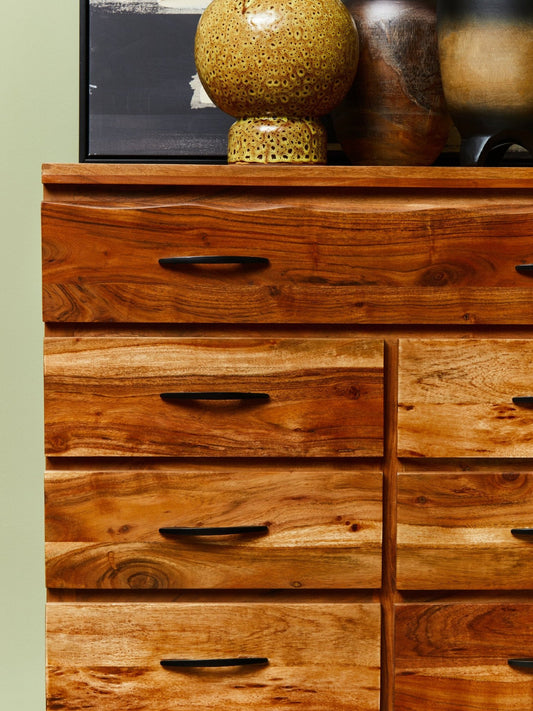 Nashik 9 Drawer Acacia Chest | Luxury Home Accessories | Heulog Glow