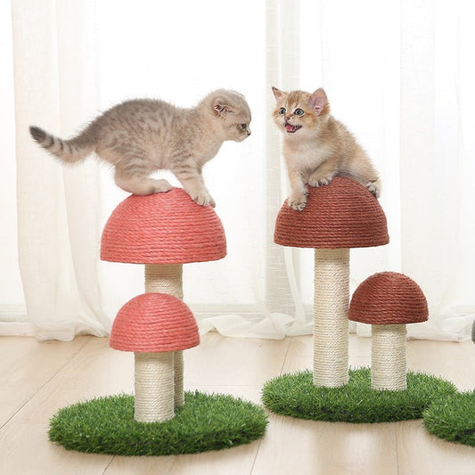 Natural linen mushroom scratching post | Luxury Home Accessories | Heulog Glow