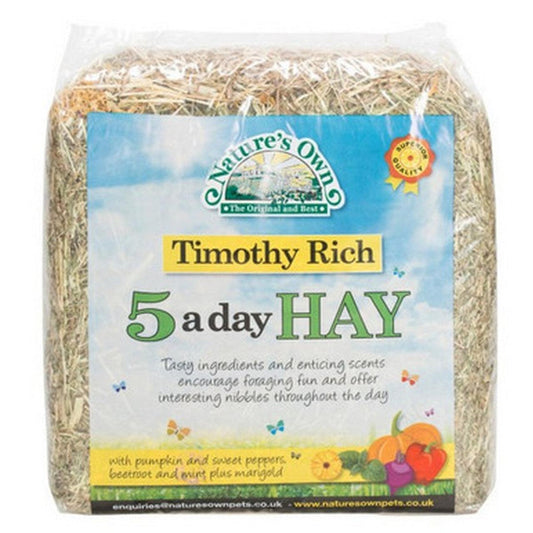 Natures Own Timothy Rich 5 a Day Hay 1kg | Luxury Home Accessories | Heulog Glow