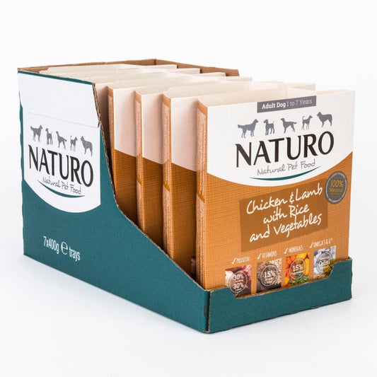 Naturo Adult Chicken & Lamb with Rice & Veg Tray 400g | Luxury Home Accessories | Heulog Glow